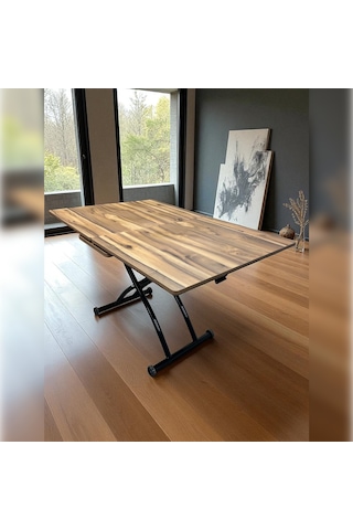 Ortadan Açılır Akıllı Masa Üst Mdf Urartu Alt Ayak Siyah