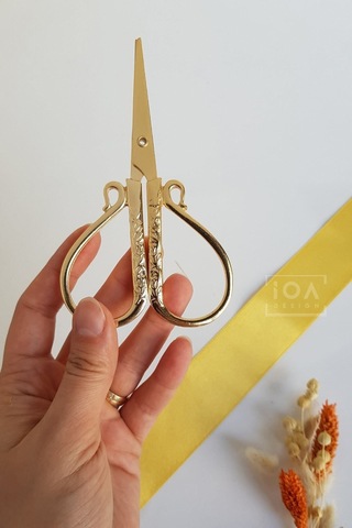 Söz Nişan Makası Altın Renk Turuncu Beyaz Kuru Çiçek Demeti