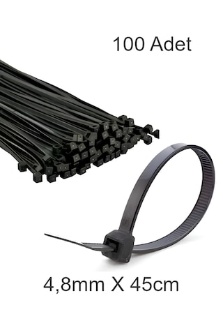 Siyah Plastik Cırt Kelepçe 4.8mm-45cm Kablo Bağı Elektrik Kablosu