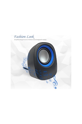 Vkemall Usb Bilgisayar Hoparlörü - Mini Taşınabilir Multimedya Hoparlörü, Yüksek Kaliteli Ses, 3.5mm Girişi, Siyah-mavi