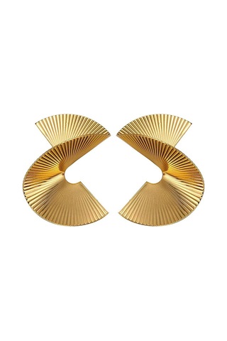 Geeksen "şık Ve Cesur: Altın Renkli Metal S Fan Küpe - Her Tarza Uygun" Gold