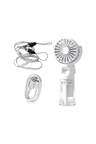 Avuç İçi Taşınabilir Su Spreyli Şarjlı Mini Vantilatör El Fanı F4 Beyaz