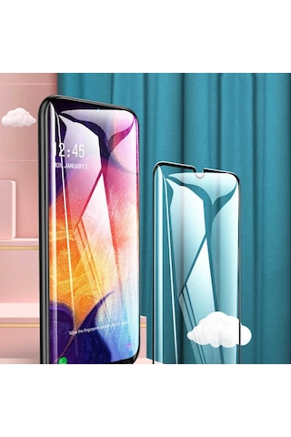 Samsung Uyumlu Galaxy A20S Zore Kenarları Kırılmaya Dayanıklı Cam Ekran Siyah