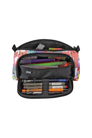 Jacbag Prıme Xl-lastik Ayraçlı İki Bölmeli Kalem Kutusu Sarı Kedi Genel