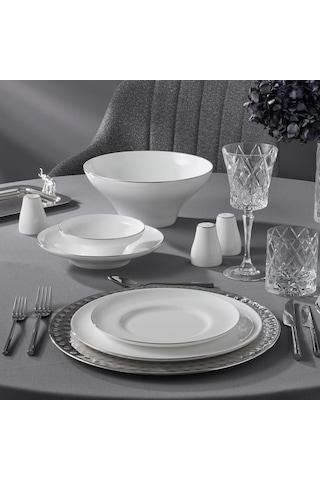 Jumbo Laurel Platin 55 Parça 12 Kişilik Yemek Takımı Platin