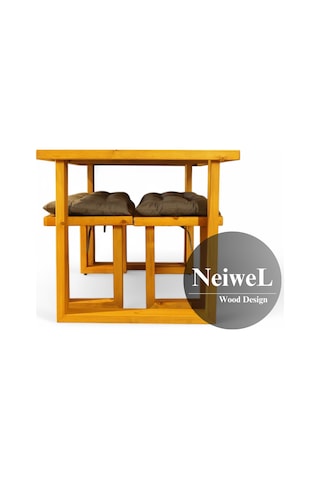 Neiwel Loen Doğal Ahşap Banklı Mutfak Ve Yemek Masası Takımı-120-220 Takım Açık Ceviz