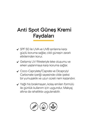 Clooe Vegan Glutensiz Leke Karşıtı 50 Spf Güneş Kremi SPF50+ 50 ML