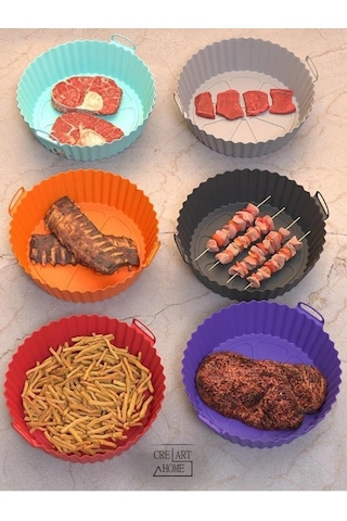 Airfryer Silikon Pişirme Kabı 20x5 Cm Bpa Içermez Tüm Airfryer'lere Uyumlu Pişirme Kağıdı Siyah