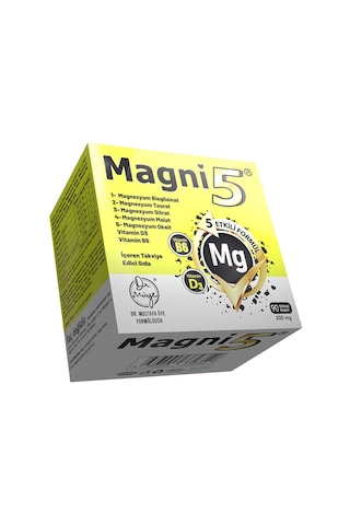 Magni5 Magnezyum Vitamin D3 B6 İçeren Takviye Edici Gıda 90 Kapsül