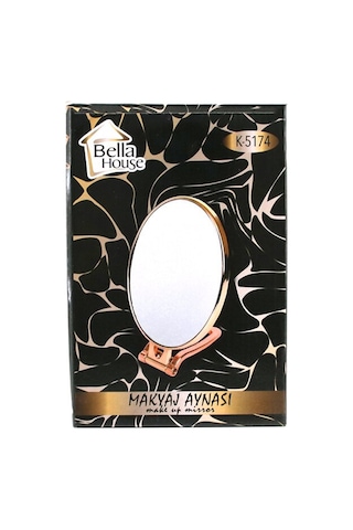 Bella House K-5174 Makyaj Aynası 6.5" 16.5x13cm Oval Bakır Çift Taraflı Katlanır Ayaklı Diğer