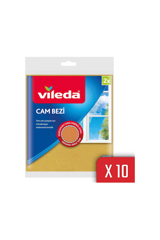 Vileda +%30 Mikrofiberli Ekonomik Paket 10 Paket 2'li Mikrofiberli Cam Bezi