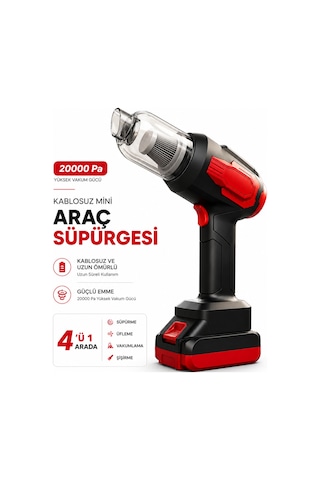 Araç Süpürgesi 20000pa Güçlü Emiş Kablosuz El Tipi Şarjlı Taşınabilir Mini Oto Ev Süpürgesi