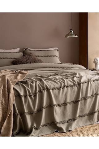Madame Coco Rostrenen Tek Kişilik Pamuklu Yatak Örtüsü - Haki 8684427179895 Çok Renkli