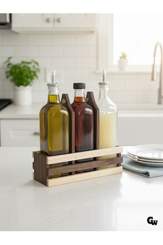 Ahşap Doğal 3lü Yağdanlık Ve Sosluk Takımı Kısa Başlık Set Ceviz 1 Set Ceviz