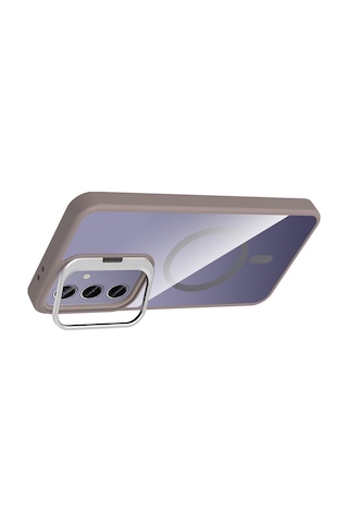 Galaxy S25 Kılıf Standlı Ve Kamera Lens li M-safe Şarj Özellikli Sararmaz Kılıf