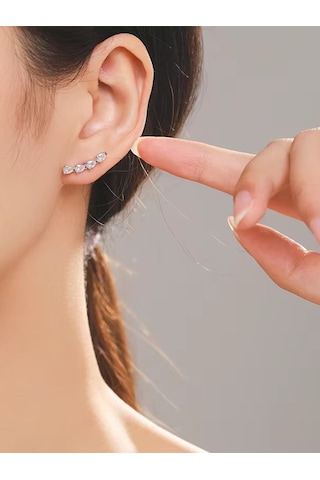 Timeless Series Zarif Damla Kesim Işık Taş Gümüş Kadın Küpe Gümüş