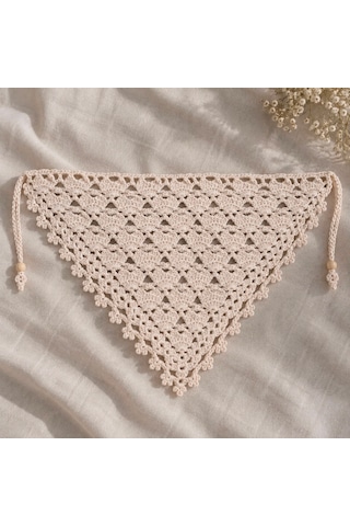Algebutik Krem El Örgüsü Üçgen Bandana