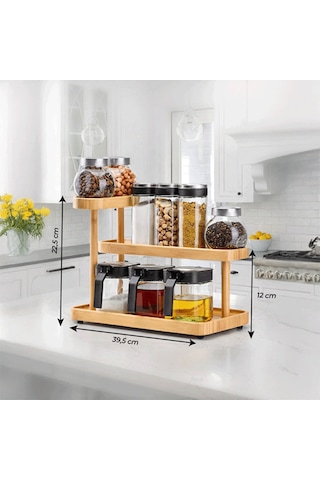 Bambu Soft Stand 3 Katlı Doğal Bambu Organizer Şık Ve Dayanıklı Çok Amaçlı Stand Açık Ahşap