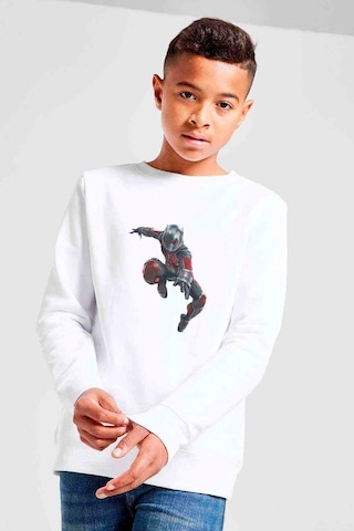 Ant Man Karınca Adam Jump Baskılı Unisex Çocuk Beyaz Sweatshirt Beyaz