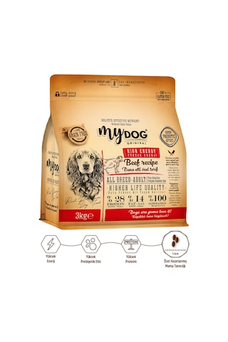 Mydog Az Tahıllı Dana Etli Yüksek Enerji Yetişkin Tüm Irk Köpek M