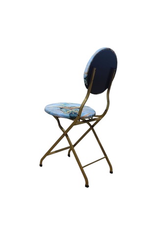 Katlanabilir Mermer Desenli Gold Metal Sandalye Altın