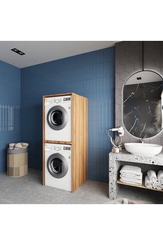 Babil Çamaşır Ve Kurutma Makinesi Dolabı Banyo Dolabı Ceviz Ceviz