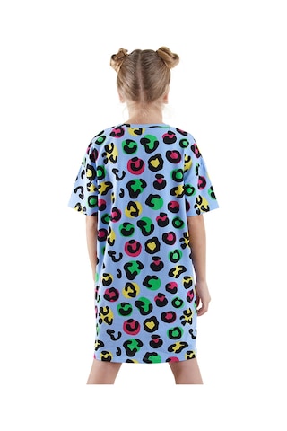 Denokids Leopar Kız Çocuk Oversize Elbise Renkli Çok Renkli