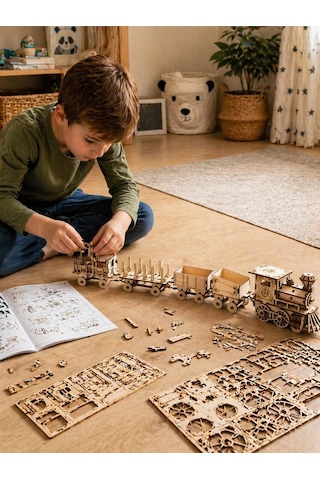 3d Ahşap Tren Maketi Dıy Model Seti Dekoratif Ve Eğitici Hobi