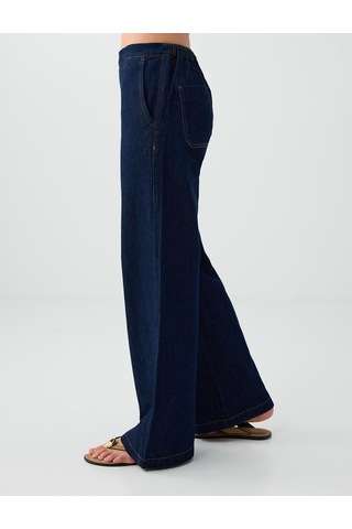 Jimmy Key Koyu İndigo Mavi %100 Pamuk Yüksek Bel Denim Pantolon 6sw187118452