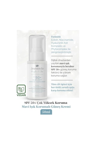 Jeuvenile Spf 50+ Mavi Işık Korumalı Güneş Kremi 50ml