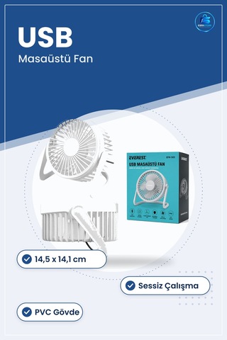Usb Masaüstü Vantilatör 14,5x14,1 Cm Pvc Gövde Şarjlı Sessiz Komp