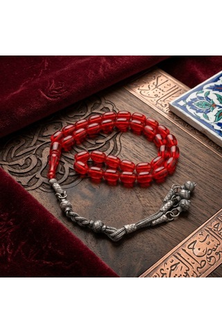 Ateş Kehribar Tespih Açık Kırmızı