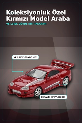 Diecast 1/64 Veilside Combat V-ı Toyota Supra Kırmızı Model Araba - Tekli Kutu Bx-313405