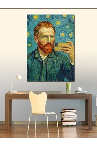 Kanvas Tablo Van Gogh Ve Selfie Çizimi 50cmx70cm