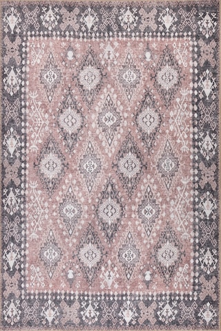 Stonart Eskitme Vintage Desenli Pudra Otantik Yıkanabilir Şönil Halı Al 465 Renkli