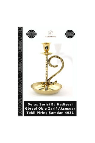 Delux Serisi Ev Hediyesi Görsel Obje Zarif Aksesuar Tekli Pirinç Şamdan 4931 Çok Renkli
