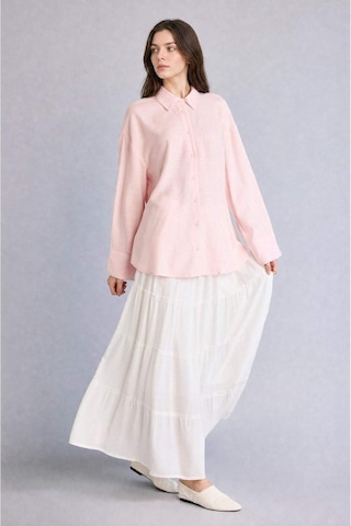 Defacto Regular Fıt Keten Uzun Kollu Pembe Tunik G9215ax26smpn127 Pembe-pn127