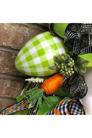 Paskalya Tavşanı Çelengi Tavşan Havuç Çelenk Dekoru Kapı Duvar İçin Asılı Süs