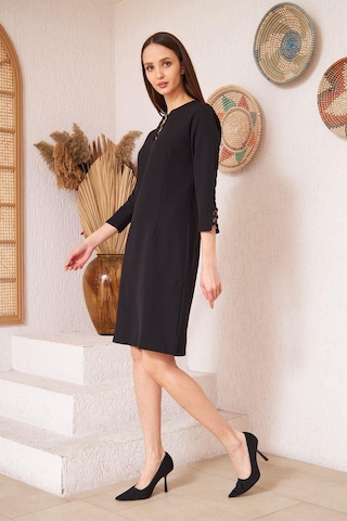 Darlin Moda Siyah Metal Aksesuar Detaylı Abiye Elbise Dm1014