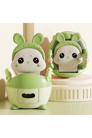 Çocuk Lazımlık Tuvalet Eğitici Taşınabilir Portatif Bebek Tuvaleti Kaymaz Hijyenik Yeşil Yeşil