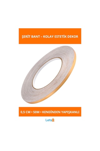 Kendinden Yapışkanlı Çok Amaçlı Altın Fayans Arası Şerit Bant 0.5 Cm 50 Metre 1 Adet