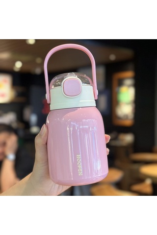 Jian Fan Paslanmazçelik Termos Bardak Hasır Göbek Fincan Pembe Pembe