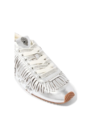 Kurt Geiger Islington Fringe %100 Premium Deri, Lüks Tasarım Kadın Sneaker Gümüş
