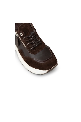 Deery Kadın Hakiki Süet Kahverengi Dolgu Topuk Sneaker - M9147zkhvc02