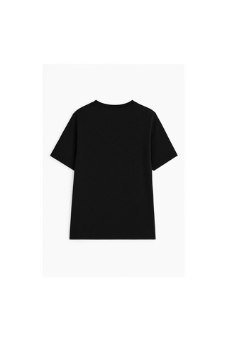 Markapia Kadın Bisiklet Yaka Basic Düz Kısa Kollu T-shirt Siyah