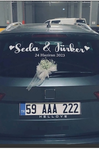 Gelin Arabası Sticker Süs Dekoratif Isim Ve Tarih Sticker Bilgilerinizi Yazmayi Unutmayın