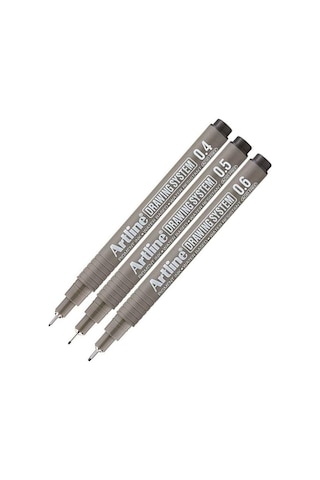 Teknik Çizim Kalemi 0.4-0.5 - 0.6 Mm Siyah 3 Lü Set Artline Drawing Teknik Çizim Kalemi