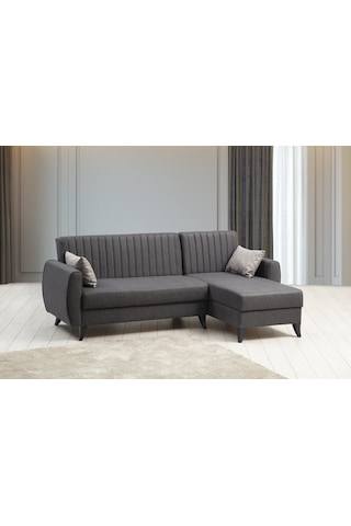 Minarmobilya Alkon Sandıklı Bazalı L Köşe Koltuk - Koyu Gri