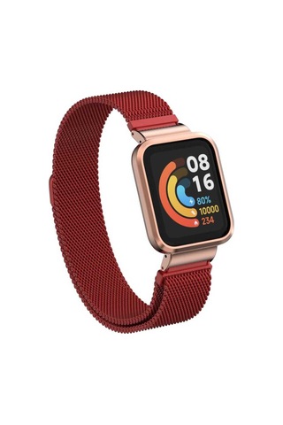 Xiaomi Redmi Watch Mi Watch Lite Uyumlu Krd-58 Metal Pak Kordon Kırmızı