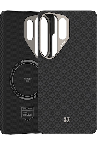 Galaxy Uyumlu S26 Ultra Uyumlu Kılıf M-safe Özellikli Benks Armorair Armorgrid Serisi Kevlar Kapak Siyah Siyah